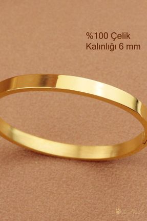 دستبند استیل طلائی زنانه فولاد ( استیل ) کد 636780830
