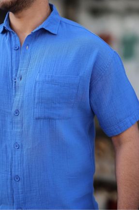 پیراهن آبی مردانه یقه پیراهنی بافتنی کد 831622499