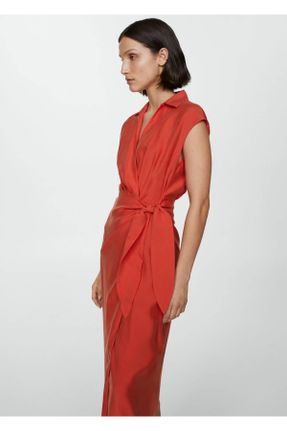 لباس قرمز زنانه بافت رگولار آستین-کوتاه کد 813655279