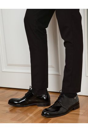 کفش کلاسیک مشکی مردانه چرم طبیعی پاشنه کوتاه ( 4 - 1 cm ) پاشنه ساده کد 283890022