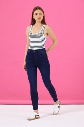 شلوار جین آبی زنانه فاق بلند جین استاندارد کد 829292484