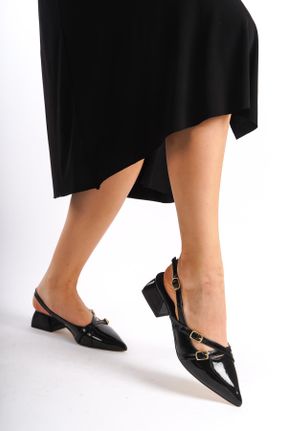 کفش پاشنه بلند کلاسیک مشکی زنانه چرم مصنوعی پاشنه ضخیم پاشنه کوتاه ( 4 - 1 cm ) کد 830381106