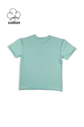 تی شرت سبز بچه گانه اورسایز یقه گرد تکی کد 822286401