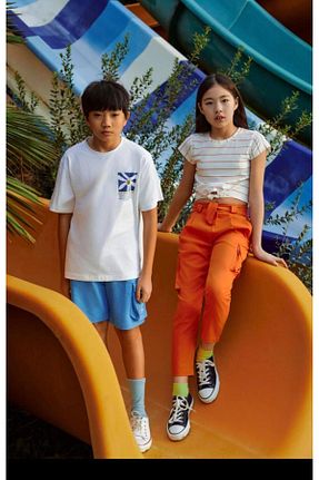 ست بالاتنه و پائین تنه نارنجی بچه گانه بافتنی Nk Kids - کد 839233550