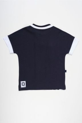 تی شرت سرمه ای بچه گانه اورسایز یقه گرد تکی طراحی کد 305295759