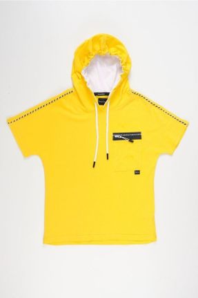 تی شرت زرد بچه گانه اورسایز یقه گرد تکی طراحی کد 305295517