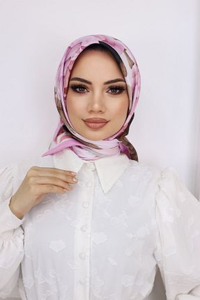 روسری طلائی ساتن طرح گلدار کد 790028298