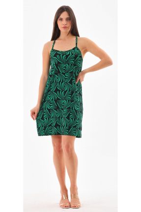 لباس سبز زنانه بافتنی پلی استر گلوژ بند دار کد 828877065