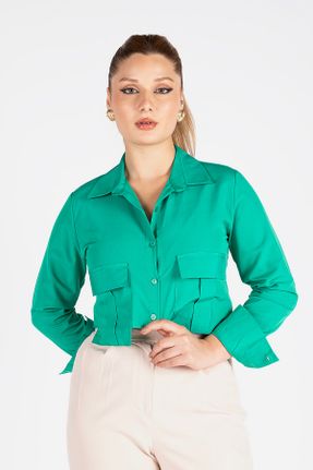 پیراهن سبز زنانه اورسایز پنبه - پلی استر کد 813008196