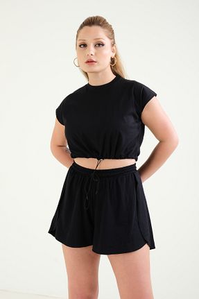 تیشرت مشکی زنانه کراپ Giyim Dünyası - کد 825993596