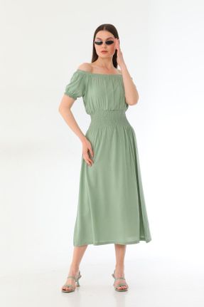 لباس سبز زنانه بافتنی ویسکون آستین-بلند کد 704566240
