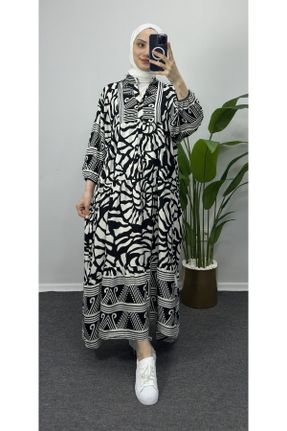 لباس مشکی زنانه بافتنی ویسکون رگولار آستین-بلند کد 832279257
