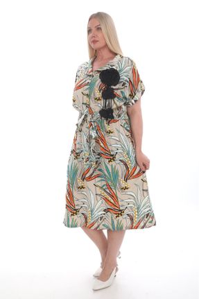 لباس بژ زنانه ویسکون سایز بزرگ بافتنی کد 841643760