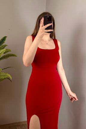 لباس قرمز زنانه بافتنی پنبه (نخی) تنگ کد 841688214