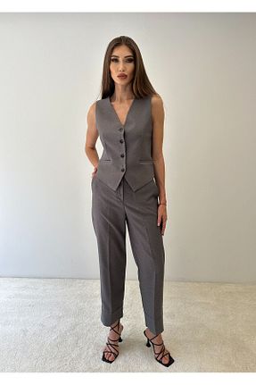 ست بالاتنه و پائین تنه طوسی زنانه بافتنی ossons - کد 837856478
