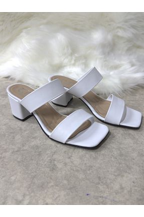 دمپائی سفید زنانه چرم مصنوعی İmerShoes - کد 808902421
