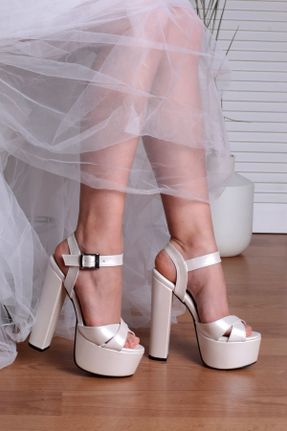 کفش مجلسی سفید زنانه پاشنه پلت فرم پاشنه بلند ( +10 cm) چرم لاکی کد 108468332