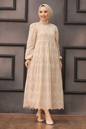 لباس حجاب بژ زنانه رگولار Neva Style - کد 94461589