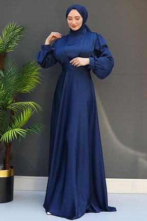 لباس مجلسی حجاب سرمه ای زنانه یقه ایستاده giz astore - کد 841815075