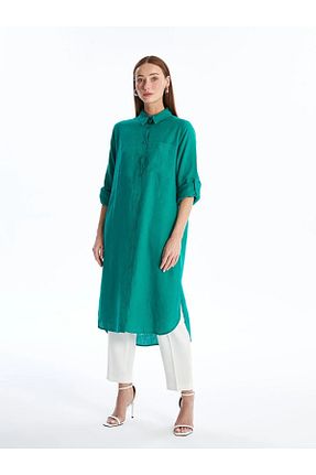 پیراهن سبز زنانه اورسایز LC Waikiki - کد 841811372