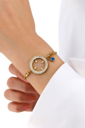 دستبند استیل طلائی زنانه فولاد ( استیل ) کد 770079121