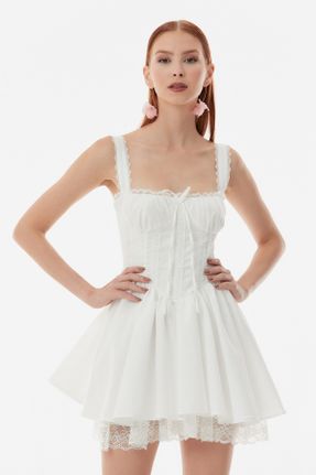 لباس سفید زنانه بافتنی تور تنگ کد 762294524