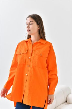 تونیک نارنجی زنانه بافت رگولار کد 746362419