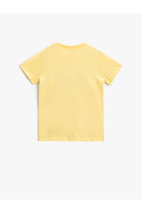 تی شرت زرد بچه گانه رگولار یقه گرد پنبه (نخی) تکی کد 817740949