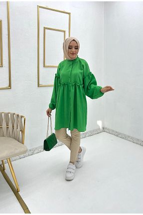 پیراهن حجاب سبز زنانه اورسایز Moda Krash - کد 703739910