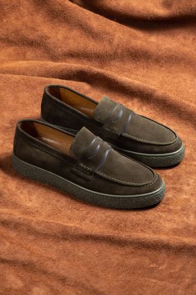 کفش کژوال خاکی مردانه چرم طبیعی پاشنه کوتاه ( 4 - 1 cm ) پاشنه ساده کد 841706082
