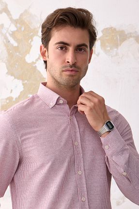 پیراهن قرمز مردانه اسلیم فیت RAVANELLI - کد 841276952