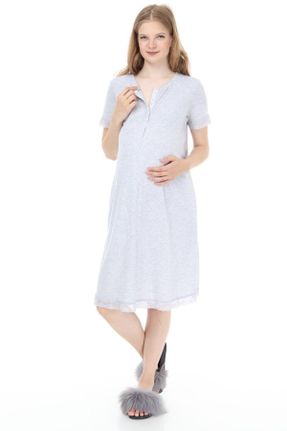 لباس شب حاملگی طوسی زنانه پنبه (نخی) کد 47379268