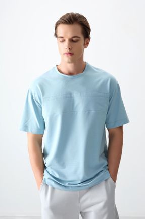 تی شرت سرمه ای مردانه رگولار یقه گرد پنبه - پلی استر تکی کد 812609907