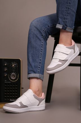 کفش اسنیکر سفید زنانه چسبی چرم مصنوعی کد 367048276