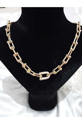 گردنبند استیل ( فولاد ) طلائی زنانه استیل (فولاد) EZE - کد 797338005