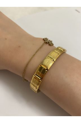 دستبند استیل طلائی زنانه فولاد ( استیل ) کد 764270017