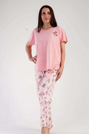 ست لباس راحتی صورتی زنانه طرح دار New Pajamas - کد 842036181