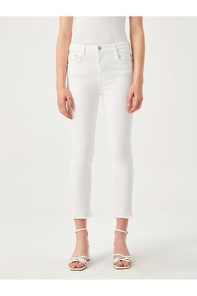 شلوار جین سفید زنانه پاچه تنگ بلند کد 311923592