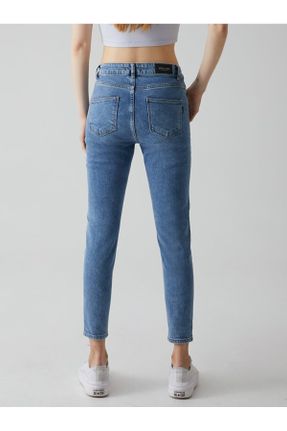 شلوار جین آبی زنانه پاچه تنگ فاق بلند جین کد 210708227