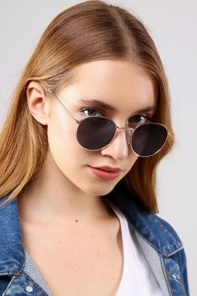 عینک آفتابی مشکی زنانه 50 UV400 فلزی مات گرد کد 109859287