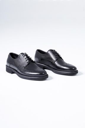 کفش کلاسیک مشکی مردانه چرم طبیعی پاشنه کوتاه ( 4 - 1 cm ) پاشنه ساده کد 152000961