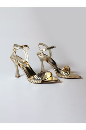 کفش مجلسی طلائی زنانه چرم مصنوعی پاشنه متوسط ( 5 - 9 cm ) پاشنه نازک کد 713621228