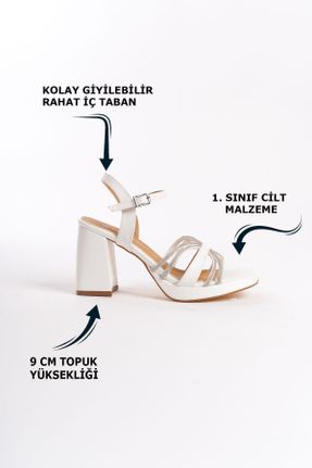 کفش مجلسی سفید زنانه پاشنه ضخیم پاشنه متوسط ( 5 - 9 cm ) چرم مصنوعی کد 823514310