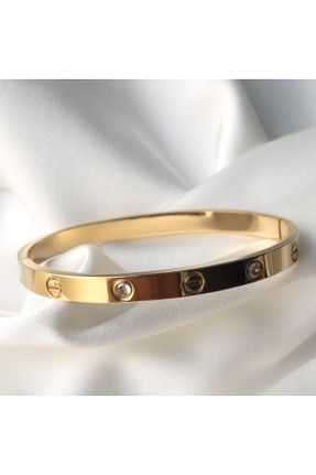 دستبند استیل طلائی زنانه استیل ضد زنگ کد 833507024