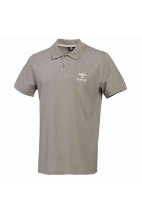 تی شرت خاکی مردانه رگولار یقه پولو پارچه ای تکی بیسیک کد 218214199
