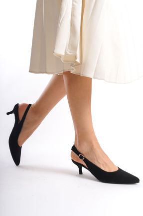 کفش پاشنه بلند کلاسیک مشکی زنانه جیر پاشنه نازک پاشنه متوسط ( 5 - 9 cm ) کد 823966606