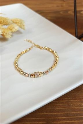 دستبند استیل طلائی زنانه فولاد ( استیل ) کد 40098349
