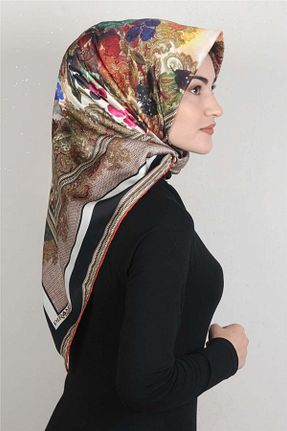 روسری قهوه ای پلی استر PİRAMİT - کد 131287417