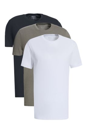 تی شرت خاکی مردانه یقه گرد 3
