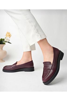 کفش لوفر زرشکی زنانه چرم خالص Alvito - کد 841911464